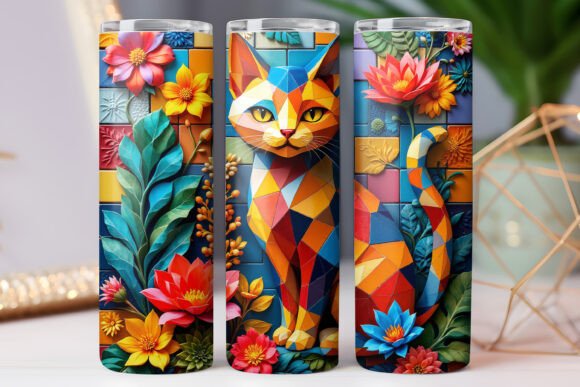 Cat Plant Tumbler Wrap Graphics and Tumbler Wraps