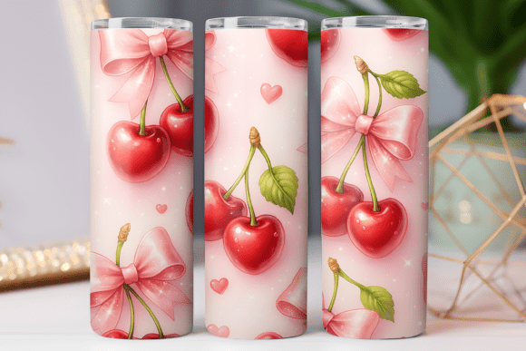 Cherry and Bow Tumbler Wrap: Free Graphics Review