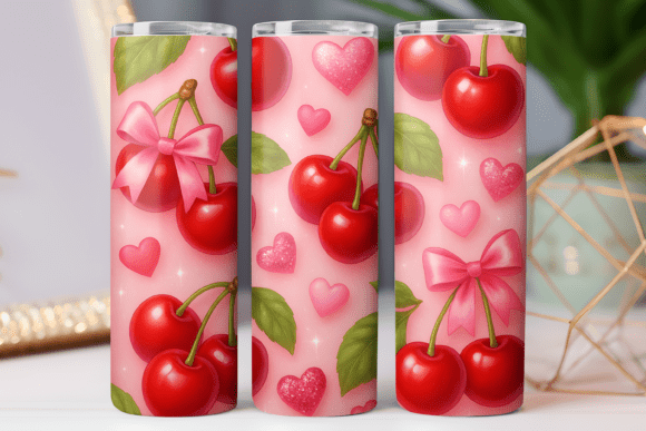 Cherry and Bow Tumbler Wrap: Freebie Graphics for Crafters