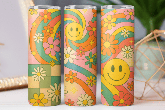 Daisy Retro Floral Tumbler Design: A Graphics Review for Publishers