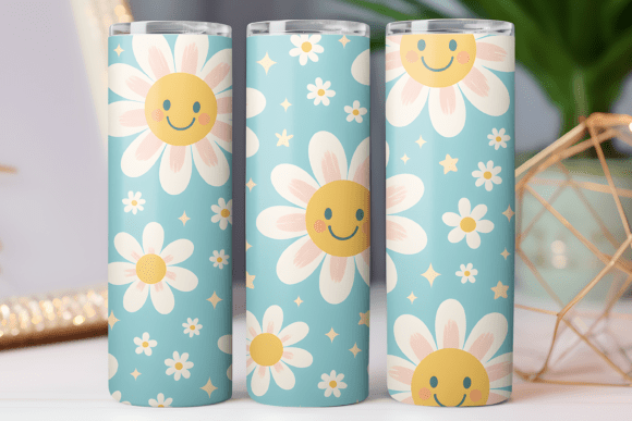 Daisy Smile Flower Tumbler Skinny Wrap: Tumbler Wraps & Graphics