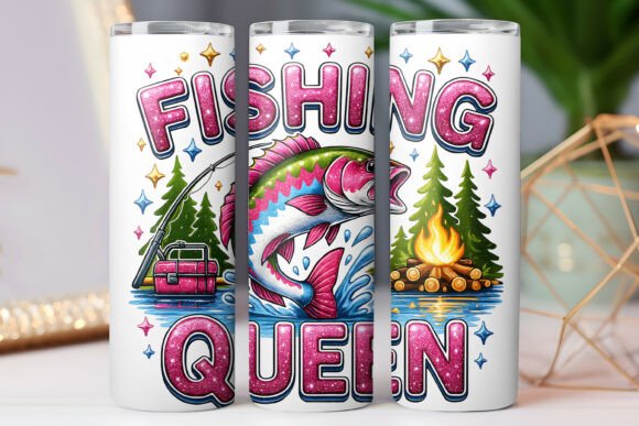 Fishing Girls Queen Tumbler Wrap Design: Graphics for Tumbler Wraps