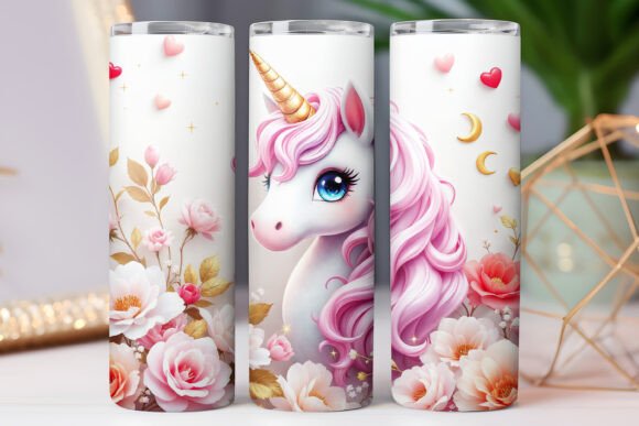 Floral Unicorn Tumbler Wrap Graphics Freebies