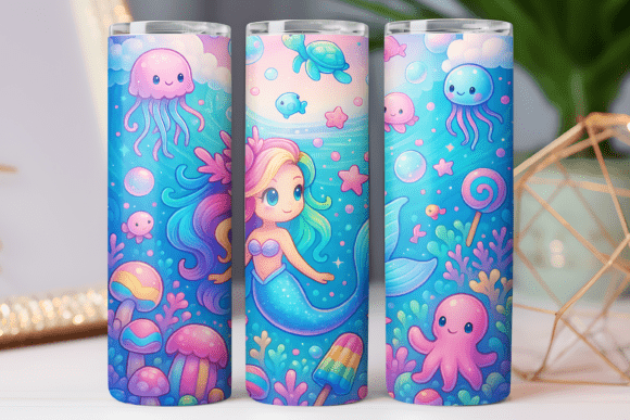 Mermaid Tumbler Wrap Graphics for Brand Design
