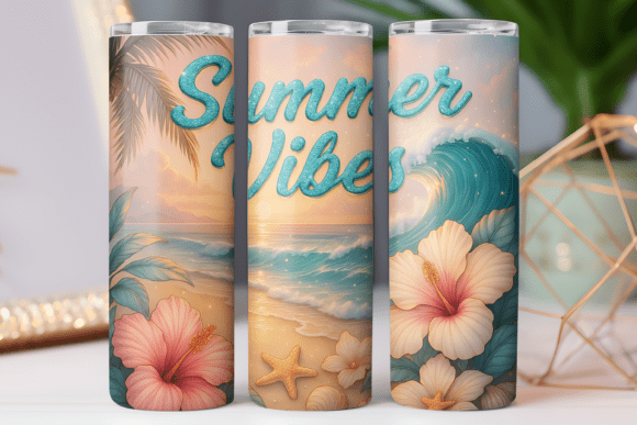 Summer Beach Tumbler Wrap Graphics: Freebies for Publishers