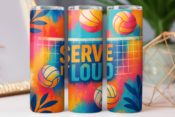 Volleyball Tumbler Wrap 20oz PNG Graphics